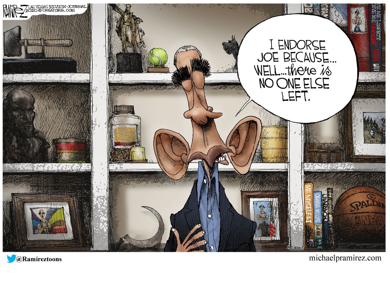 Political Cartoon U.S. Barack Obama Biden endorsement