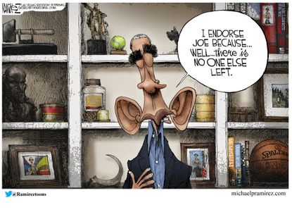 Political Cartoon U.S. Barack Obama Biden endorsement