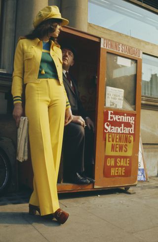 70s fashion - yellow suit