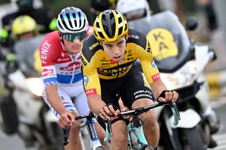 Dutch Mathieu van der Poel of AlpecinFenix and Belgian Wout Van Aert of Team JumboVisma pictured in action during the Ronde van Vlaanderen Tour des Flandres Tour of Flanders one day cycling race 241 km from Antwerp to Oudenaarde Sunday 18 October 2020 BELGA PHOTO DIRK WAEM Photo by DIRK WAEMBELGA MAGAFP via Getty Images