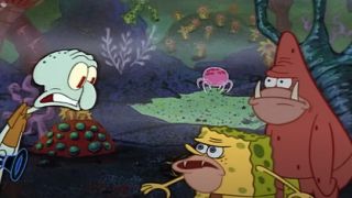 The cavemen versions of SpongeBob and Patrick and Squidward yelling at them in SpongeBob SquarePants.