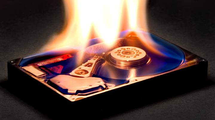 Hard drive on fire