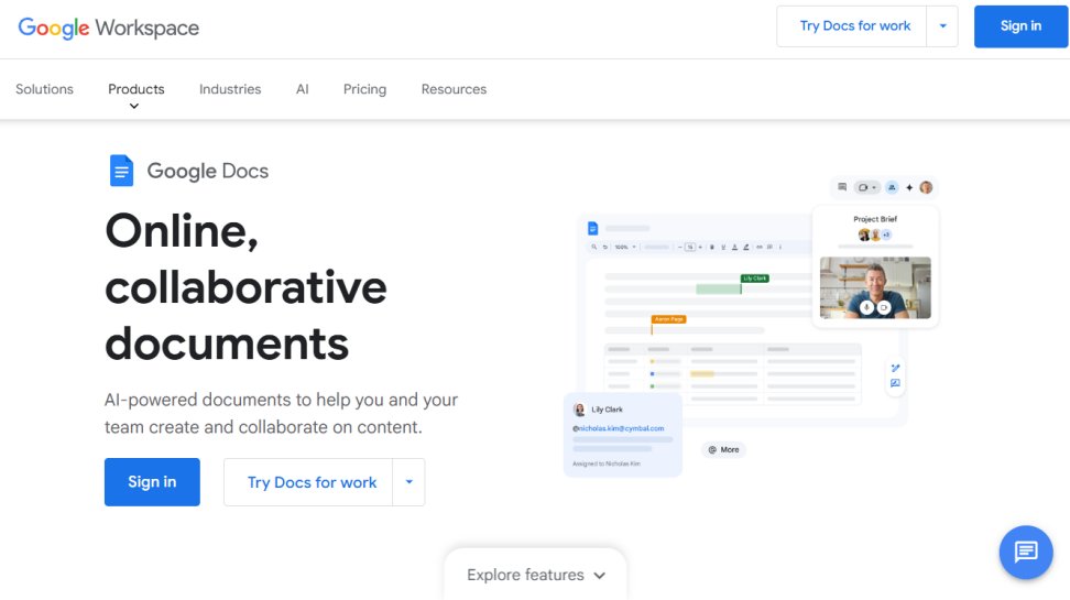 Google Docs website screenshot (June 2025).