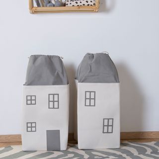 toy storage bags in the shape of houses