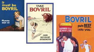 Three painted advertisements for Bovril from the 1930s