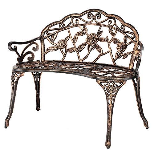 Patio Park Garden Outdoor Metal Rose Bench 38.5" 