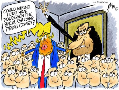 Political Cartoon U.S. President Trump FBI Comey firing Nixon