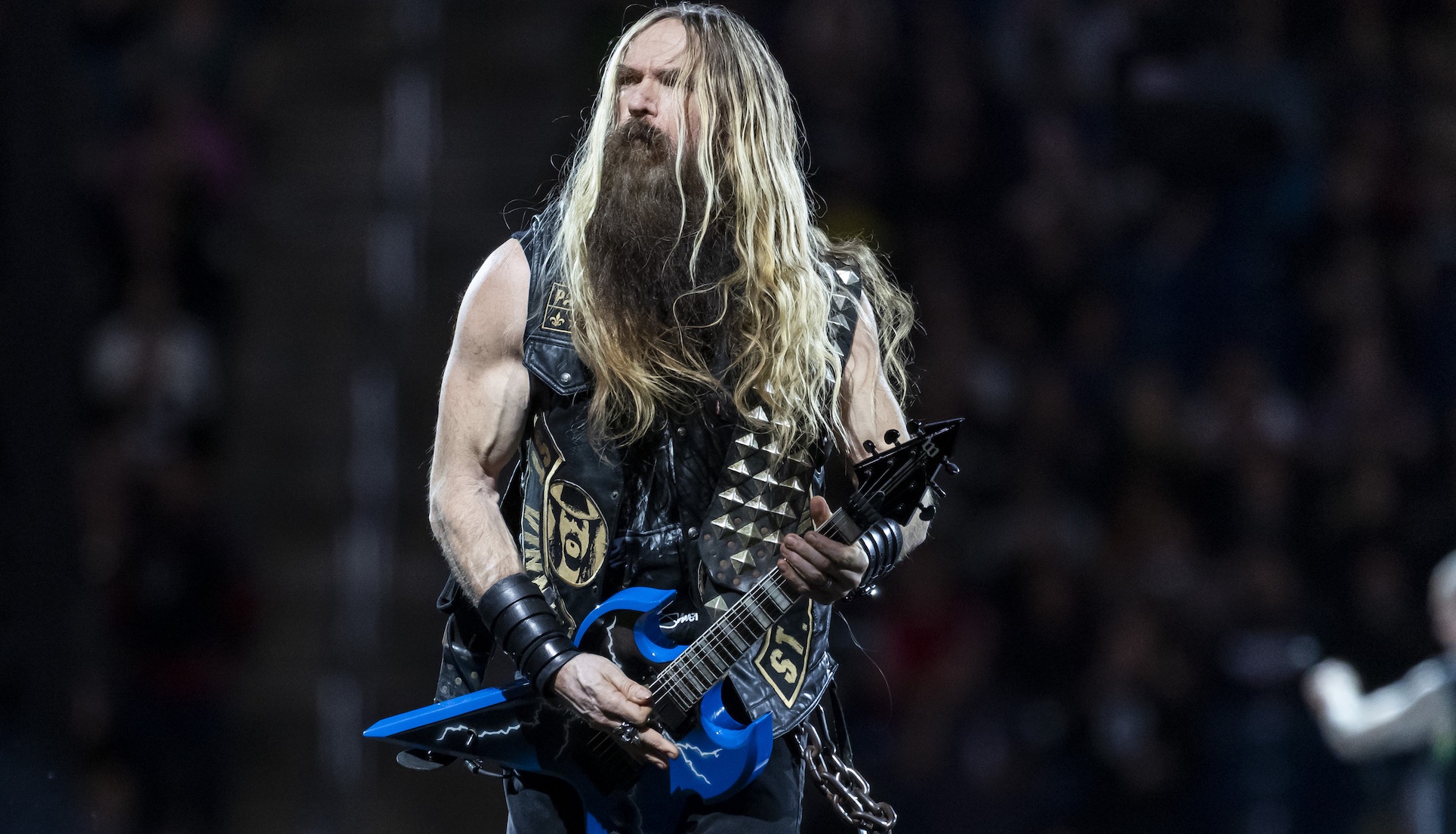 Zakk Wylde performs onstage with Pantera performs at Ford Field in Detroit, Michigan on November 10, 2023 