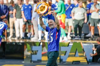 Chelsea boss Enzo Maresca celebrates after his side's success in the FIFA Club World Cup