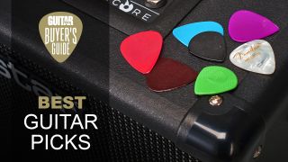 Various guitar picks on Blackstar amplifier