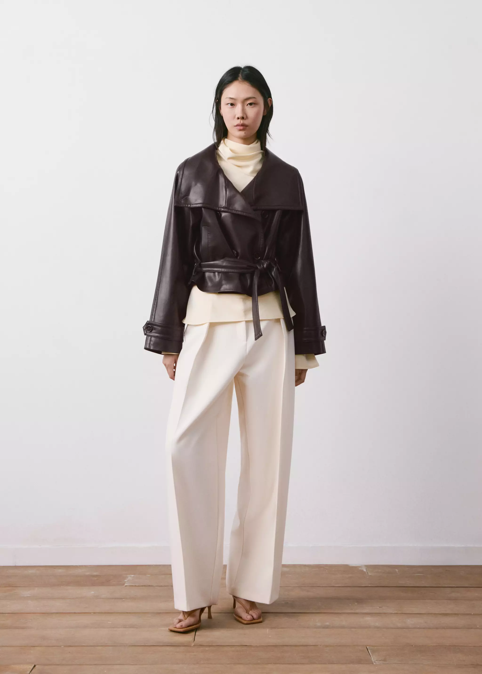 Faux-Leather Jacket With Maxi Lapels - Women | Mango Usa