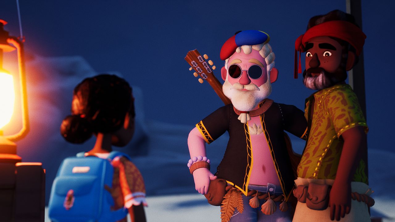 Child with dad and friend