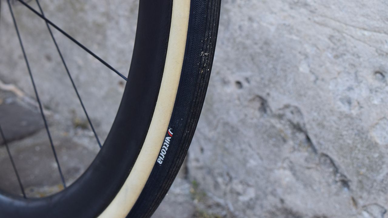 Van Avermaet ran unlabelled Vittoria tubulars that closely resemble Vittoria Corsa Control tyres