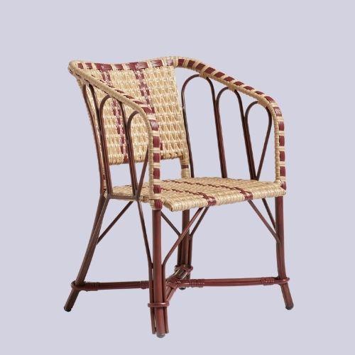 Oka Prod, Colette Garden Dining Chair - Natural/red