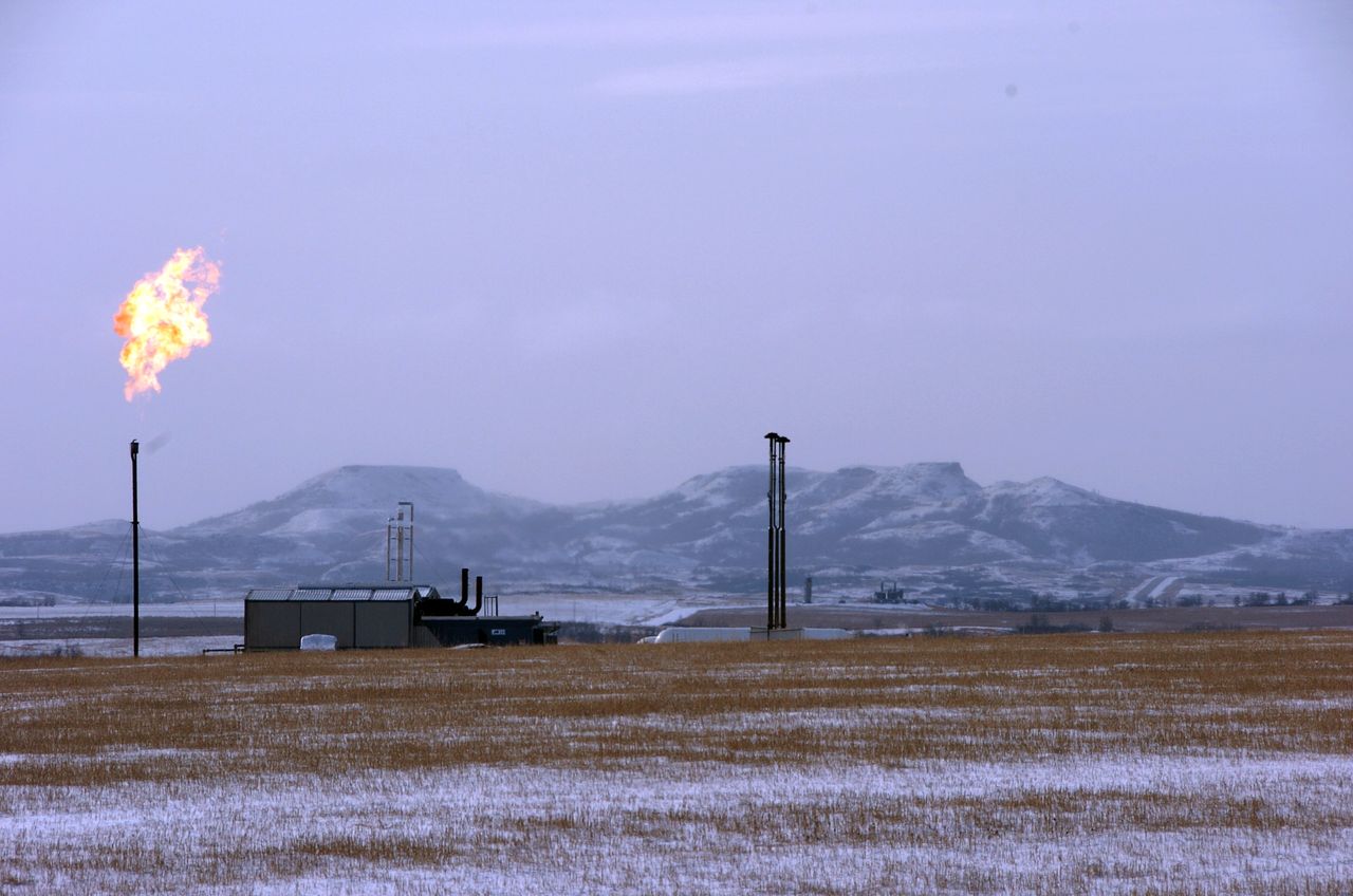 A gas flare in North Dakota.