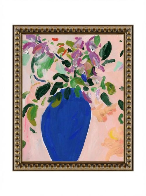 Wild Foxgloves in Blue Vase by Kt Smail Wall Art