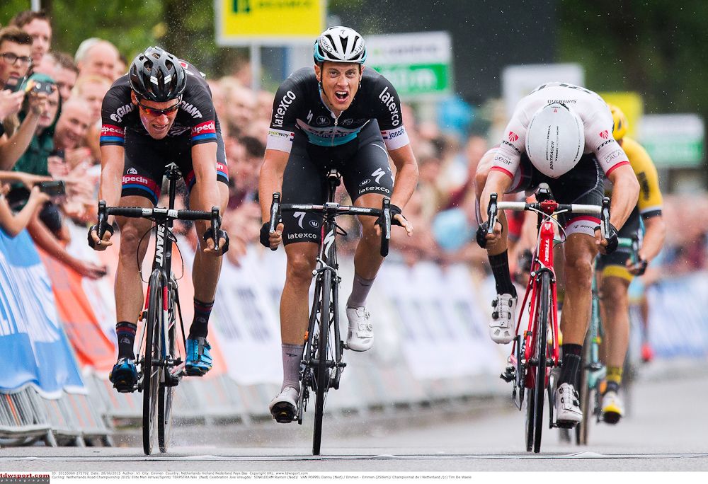 Terpstra beats Sinkeldam and Van Poppel to the line.