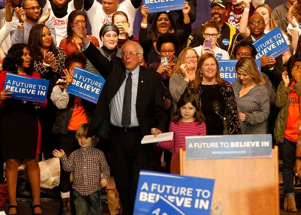 Sen. Bernie Sanders at a rally.