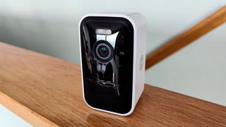 Yale Smart Outdoor Camera review: security camera placed on a shelf