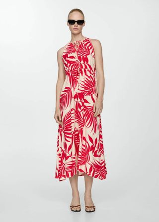 Bow Printed Dress - Women