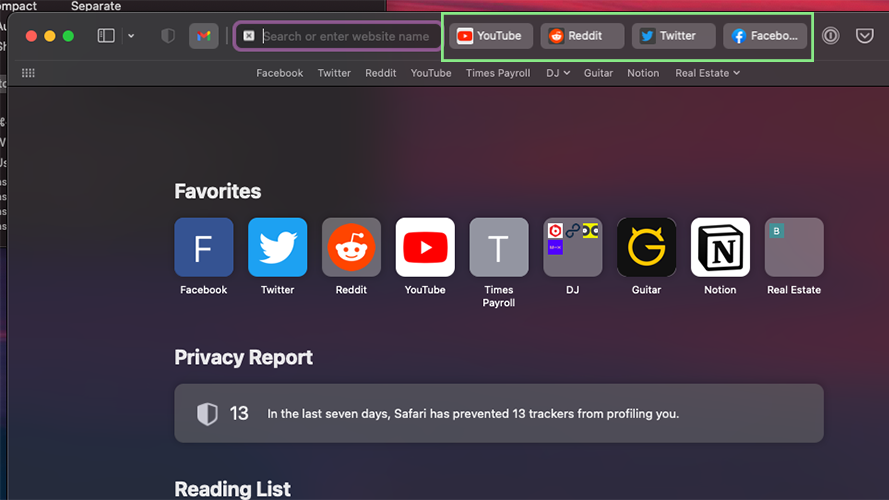 How to switch to compact tabs on Safari