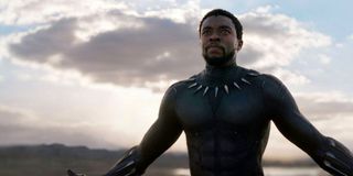 Black Panther Chadwick Boseman with arms wide open, in Wakanda