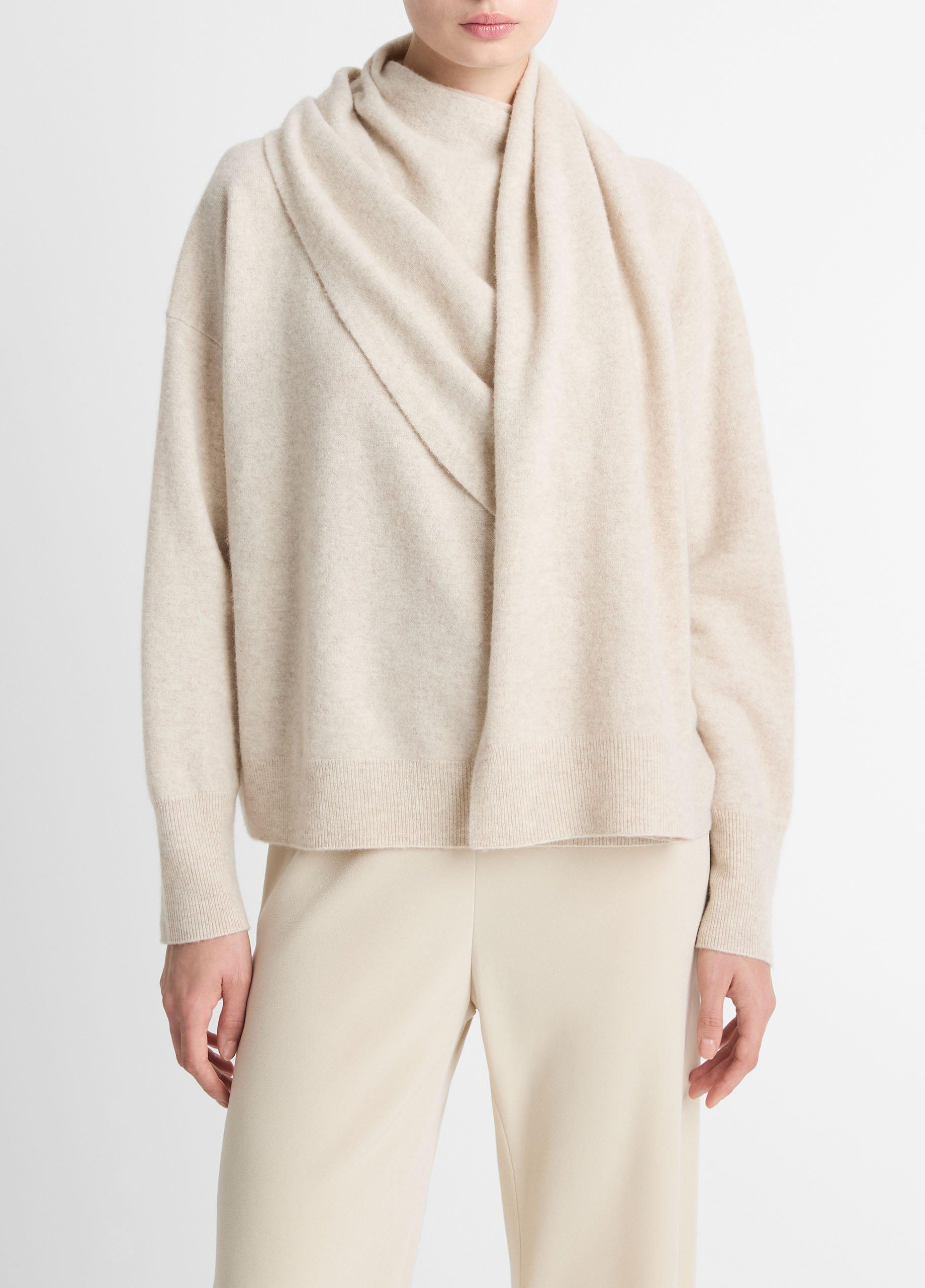 Draped-Shawl Wool-Cashmere Sweater