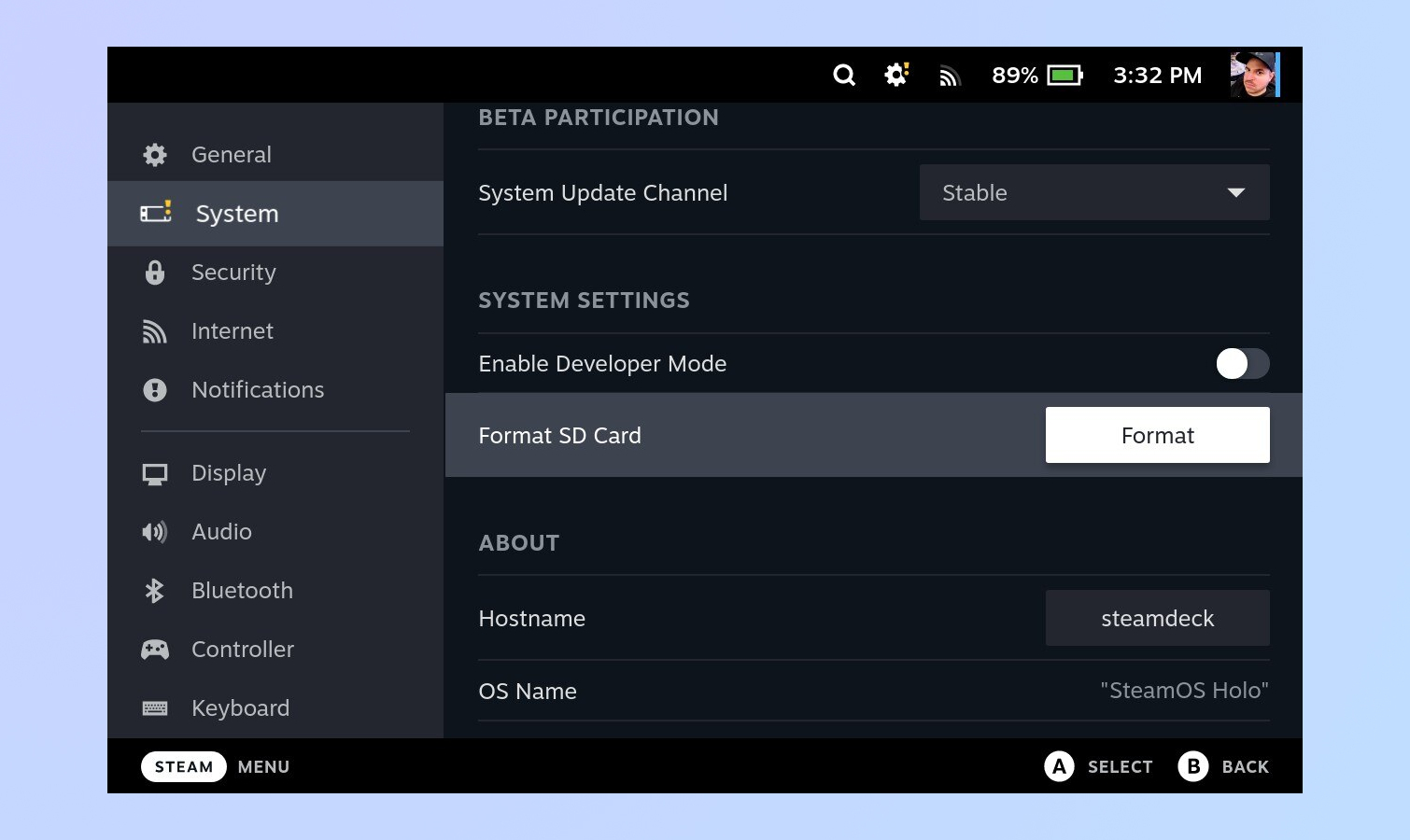 Steam Deck - Format SD card