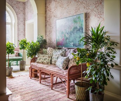 Rattan furniture in an entryway