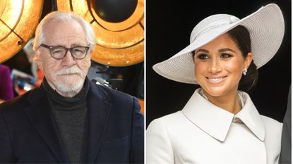 Brian Cox attends the UK Premiere of "The Fabelmans" at The Curzon Mayfair on January 18, 2023 in London, England AND Meghan, Duchess of Sussex attends the National Service of Thanksgiving at St Paul's Cathedral on June 03, 2022 in London, England. The Platinum Jubilee of Elizabeth II is being celebrated from June 2 to June 5, 2022, in the UK and Commonwealth to mark the 70th anniversary of the accession of Queen Elizabeth II on 6 February 1952. on June 03, 2022 in London, England. The Platinum Jubilee of Elizabeth II is being celebrated from June 2 to June 5, 2022, in the UK and Commonwealth to mark the 70th anniversary of the accession of Queen Elizabeth II on 6 February 1952. 