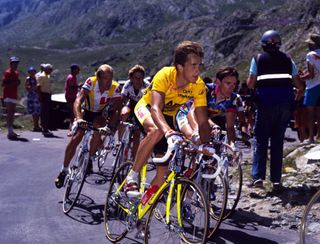 Greg LeMond on his fluorescent yellow Bottecchia at the 1989 Tour de France