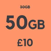 50GB data SIM only plan: £10 a month at Smarty