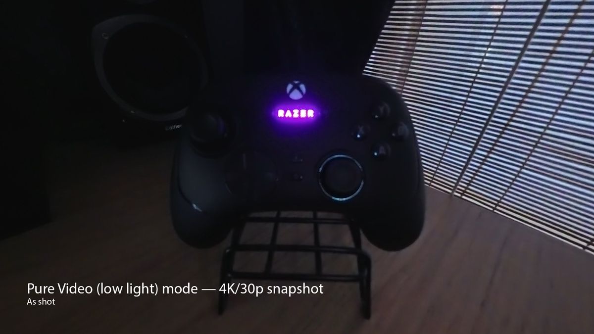 A photo of a Razer controller taken in low light on the Insta360 Ace Pro 2 using the Pure Video low light mode.