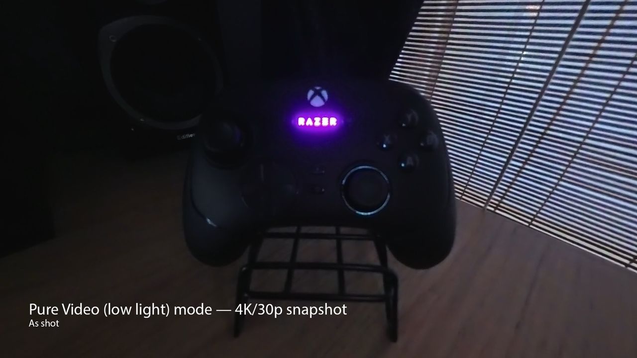 A photo of a Razer controller taken in low light on the Insta360 Ace Pro 2 using the Pure Video low light mode.