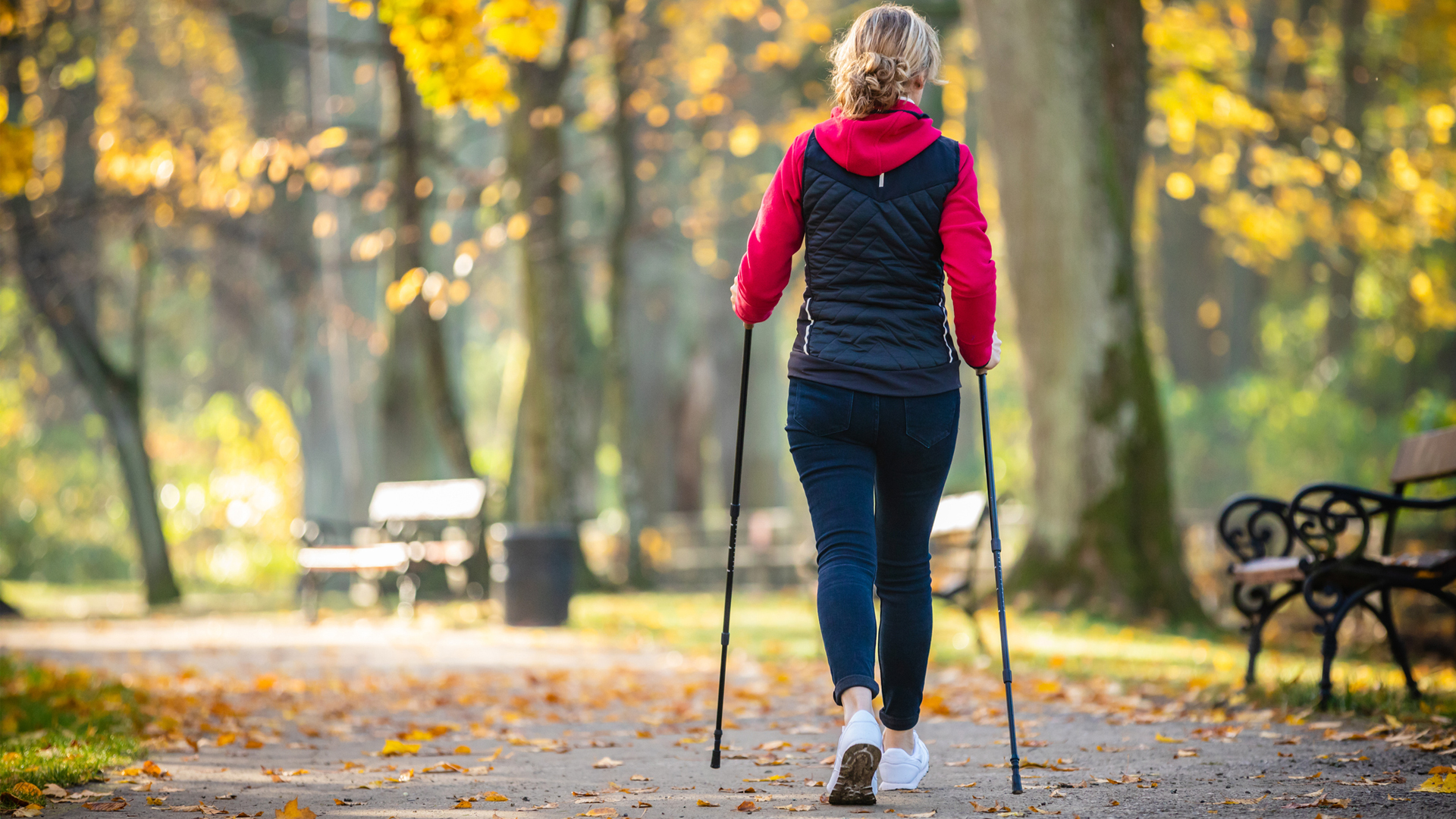 Five low impact workouts: image shows woman walking