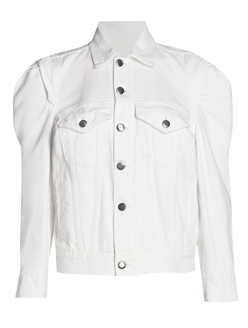 Frame Rosette Puff-Sleeve Denim Jacket