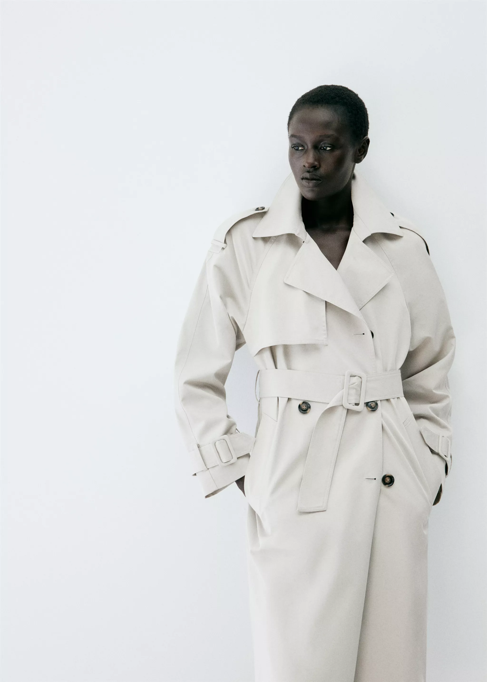 Long Double-Breasted Trench Coat - Women | Mango United Kingdom