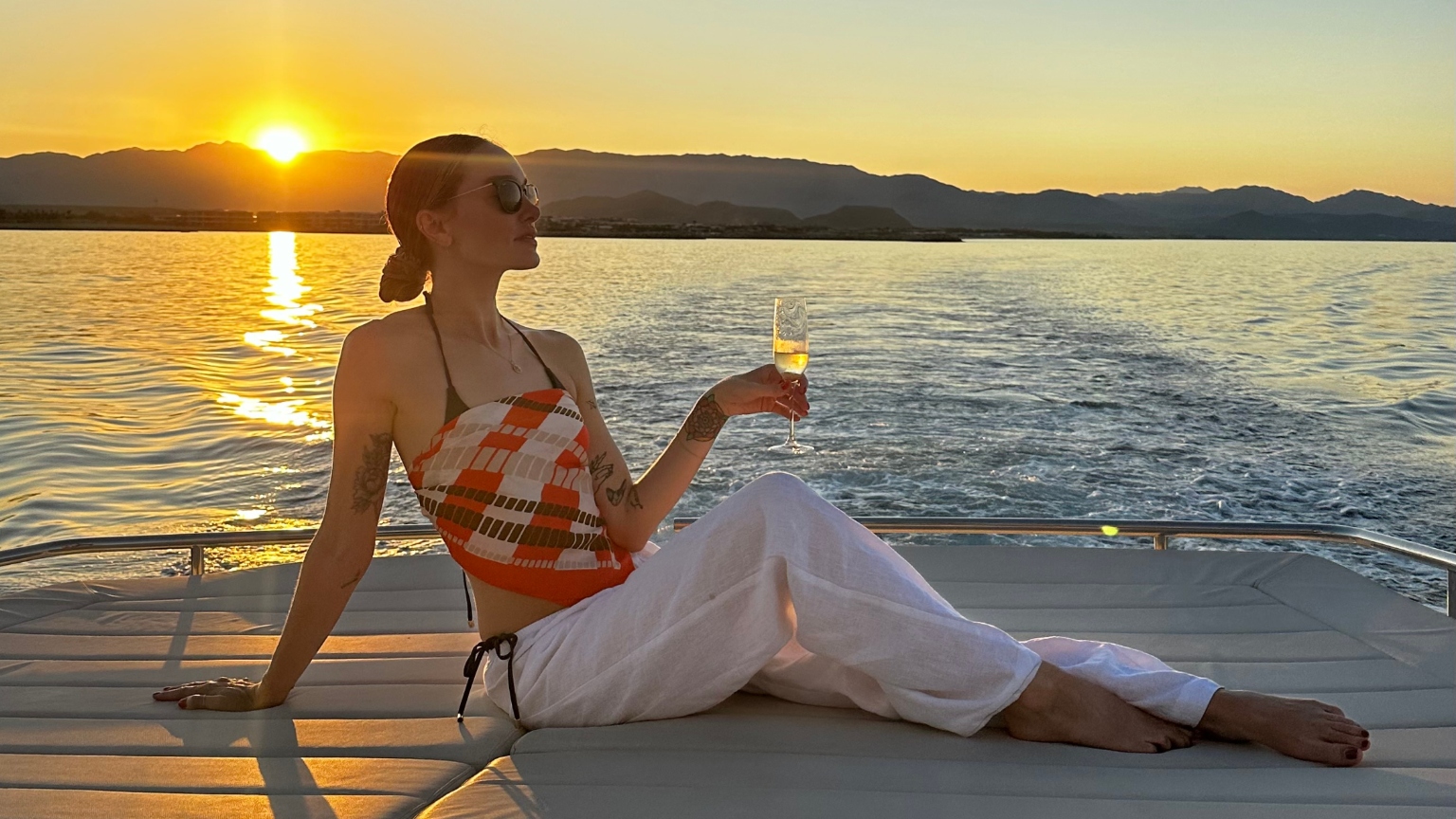 Hannah Baxter on a boat