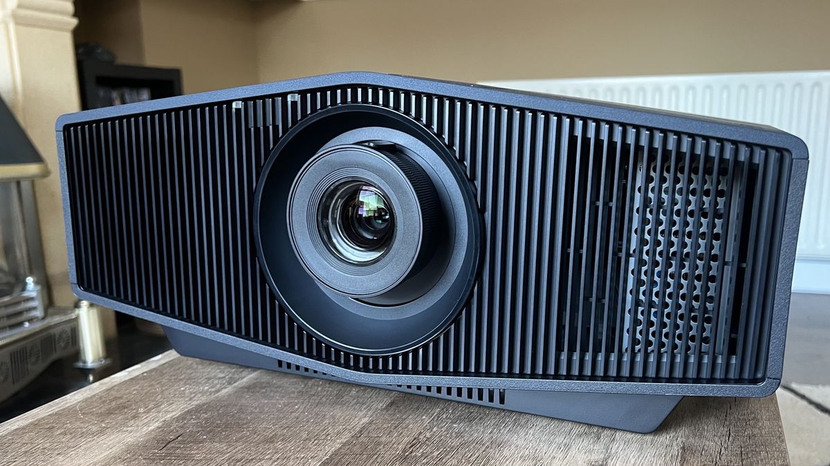 Front view of Sony Bravia Projector 7 with lens and grills visible