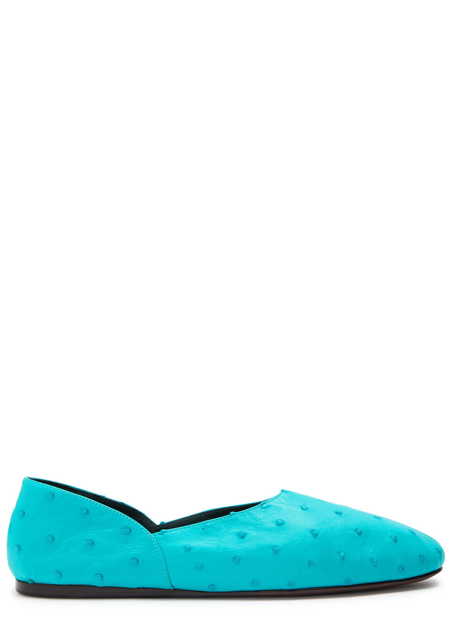 Jane Ostrich Leather Ballet Flats