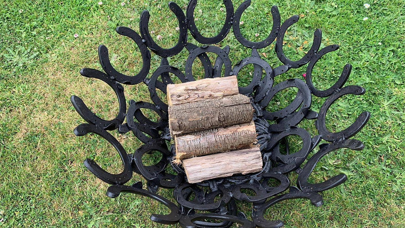 Dad Daughter Steel Art horseshoe fire pit horseshoe wedding gifts