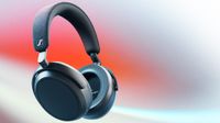 Sennheiser Momentum 4 headphones with stylized background