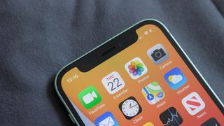 A close-up of the Apple iPhone 12 mini's notch