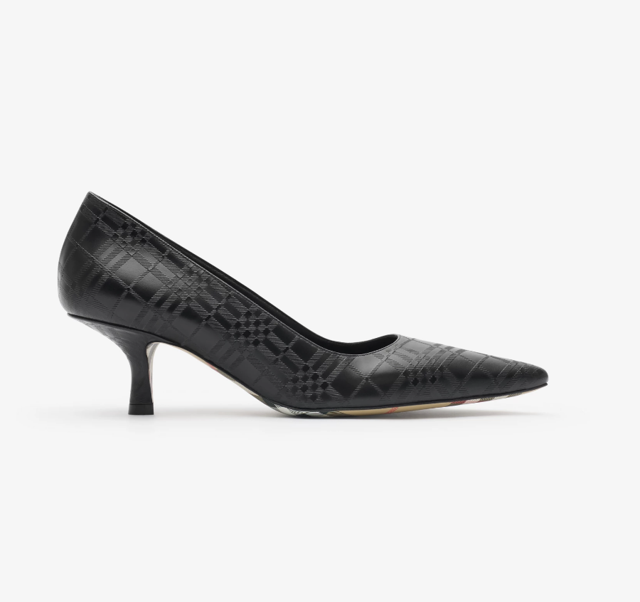 Burberry, Check Leather Dame Low Pumps