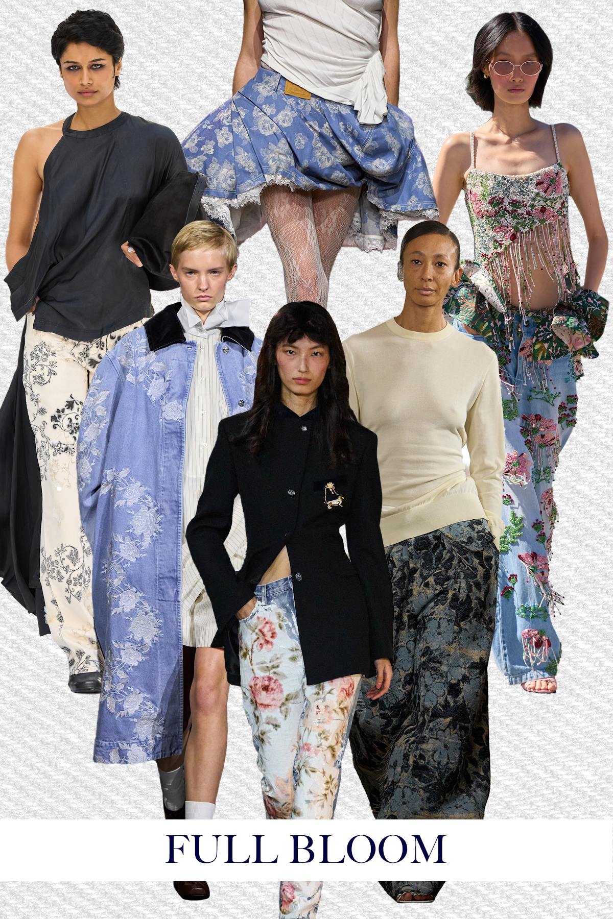 A selection of runway models showcase the biggest denim trends of spring/summer 2027 on the runway