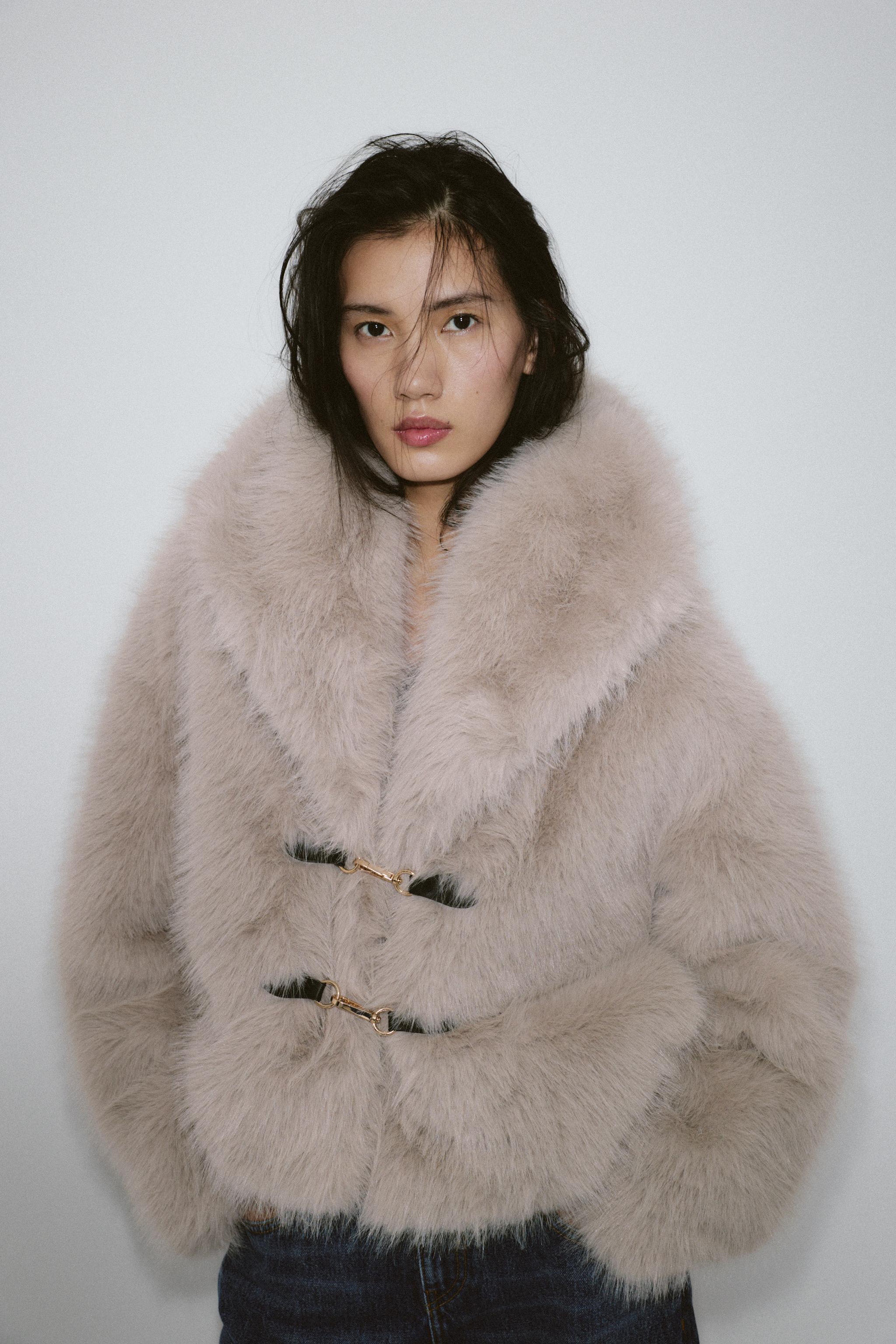 Short Faux Fur Toggle Coat