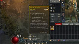 Diablo 4 stats and terms - An equipped rare ring with a damage bonus to crowd controlled enemies