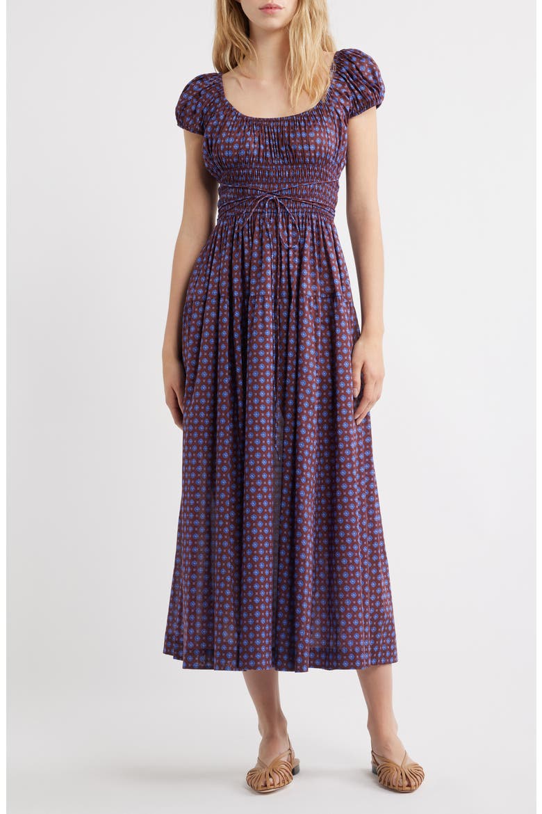 Quinelle Smocked Organic Cotton Midi Dress