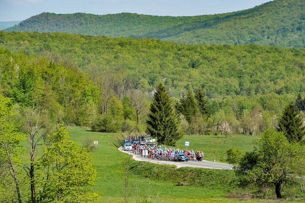 The peloton in action during stage 2 at the Tour of Croatia