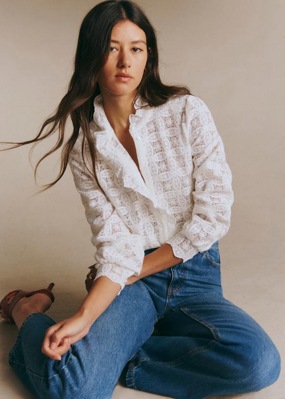 Chlo Shirt - Ecru Guipure Lace - Cotton - S&eacute;zane